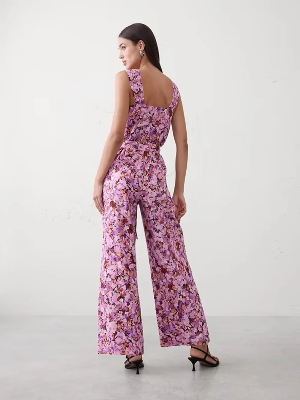 Banana Republic Linen Blend Pink Floral V-Neck Wide-Leg Jumpsuit Size XL NWT
